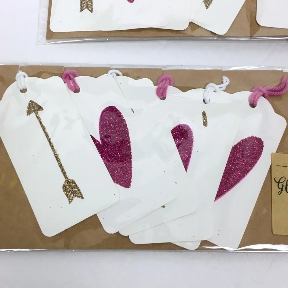 GIFT TAGS Glitter Hearts Arrows Valentine’s Day Bachelorette Bridal Shower Label